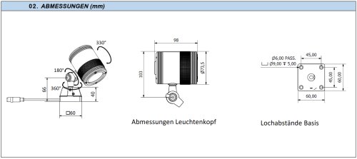 LED Maschinenleuchten - Gelenkkopfleuchten - SIRIO-BC
