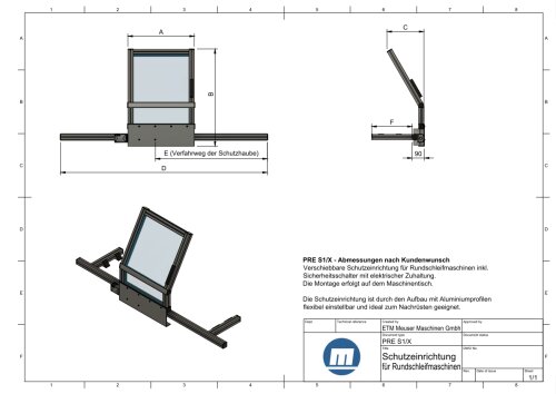 Schutzeinrichtung fr Rundschleifmaschinen - PRE S1/X